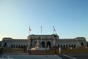 Washington Union Station med Columbus Fountain framför.